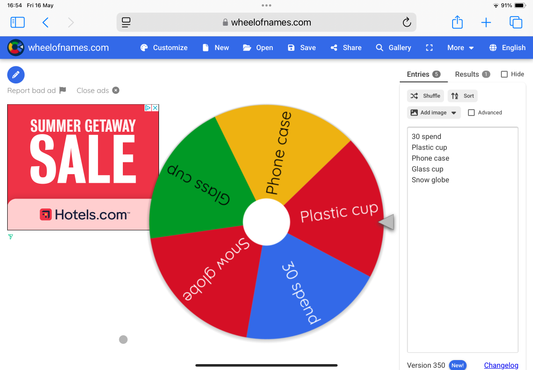 Spin the wheel game